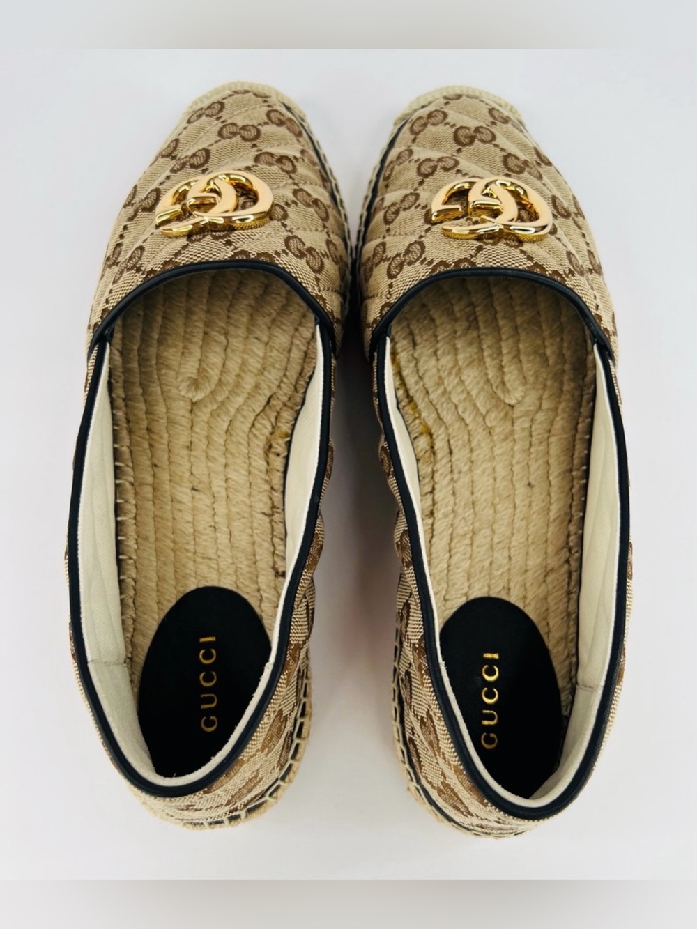 GUCCI Pilar GG Monogram Supreme Canvas Espadrille Logo Flat Loafers EU 40.5 - Picture 8 of 10